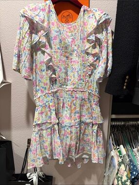 Love Shack Fancy blue floral print Natasha Dress